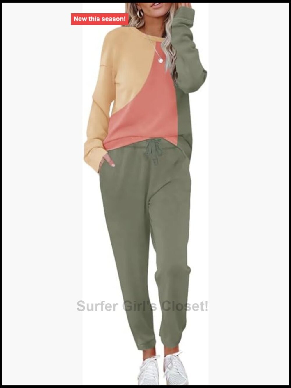 Women's Lounge Set Two Piece Sweatsuit with Joggers Long Sleeve Pullover